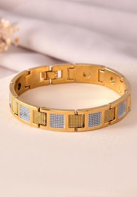 Men Dual Toned Stylish Stainless Steel Bracelet