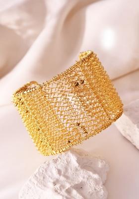 Gold Plated Anti Tarnished Cuff Bracelet For Women