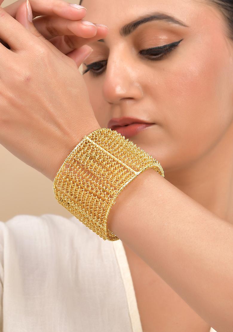 Gold Plated Anti Tarnished Cuff Bracelet For Women - Indya