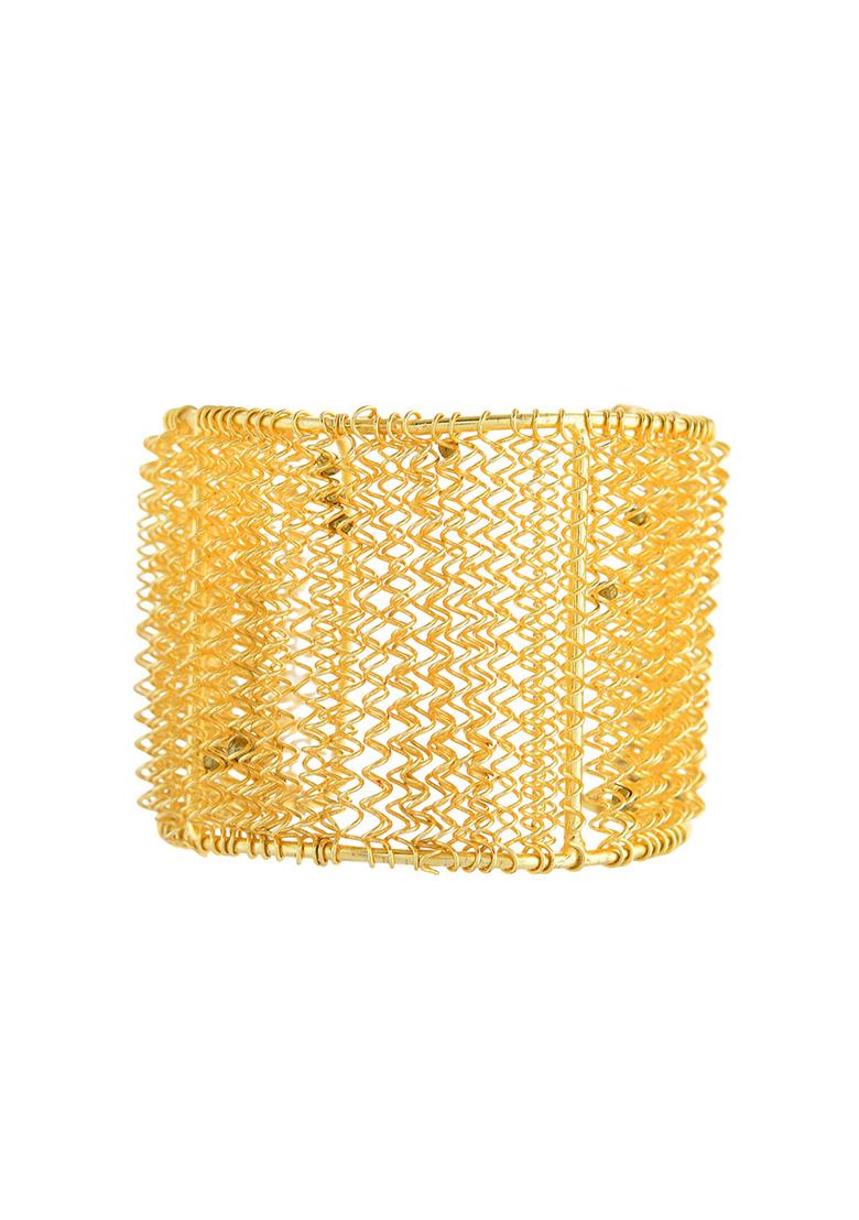 Gold Plated Anti Tarnished Cuff Bracelet For Women - Indya
