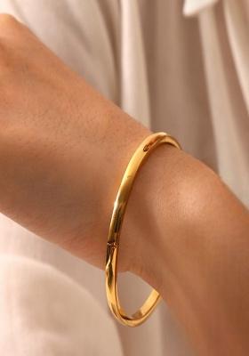 18K Gold Plated Waterproof Anti-Tarnish 4Mm Openable Bangle Bracelet