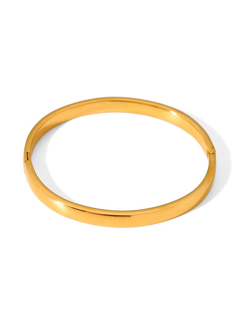 18K Gold Plated Waterproof Anti-Tarnish 4Mm Openable Bangle Bracelet - Indya
