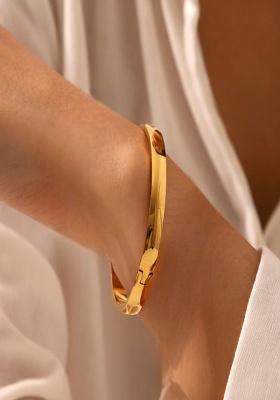 18K Gold Plated Waterproof Anti-Tarnish 6Mm Openable Bangle Bracelet