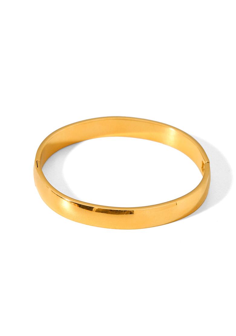 18K Gold Plated Waterproof Anti-Tarnish 6Mm Openable Bangle Bracelet - Indya
