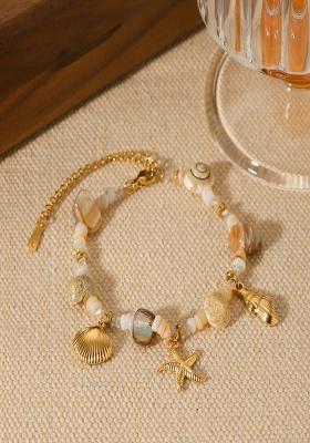 18K Gold Plated Waterproof Anti-Tarnish Starfish Shell & Sea Charms Bracelet
