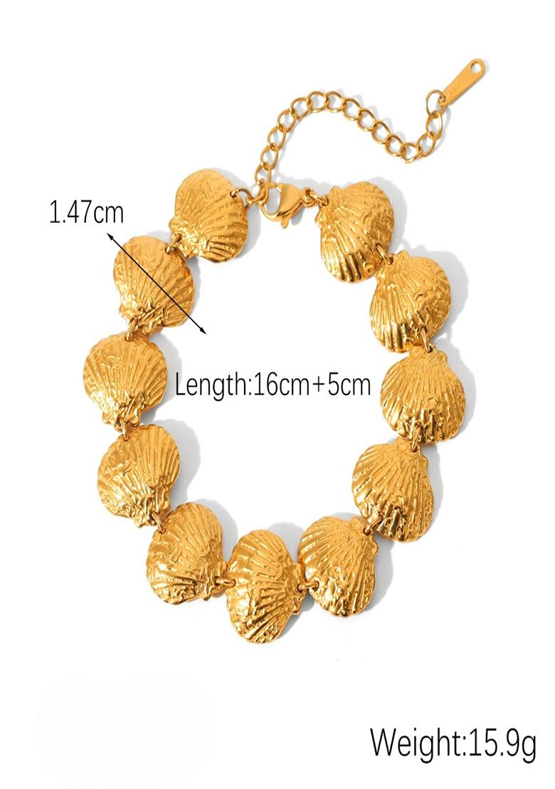 18K Gold Plated Waterproof Anti-Tarnish Beach Big Shell Bracelet - Indya