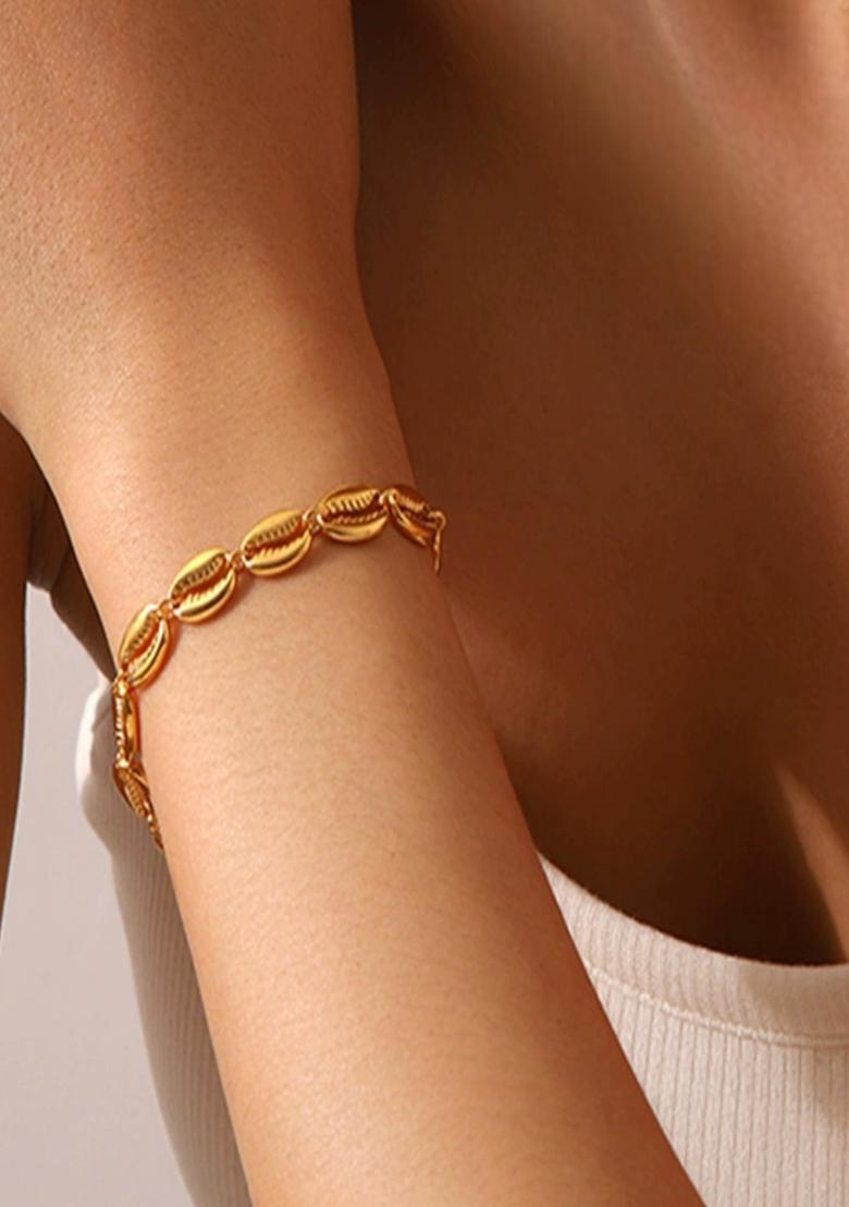 18K Gold Plated Waterproof Anti-Tarnish Cowrie Shell Bracelet - Indya