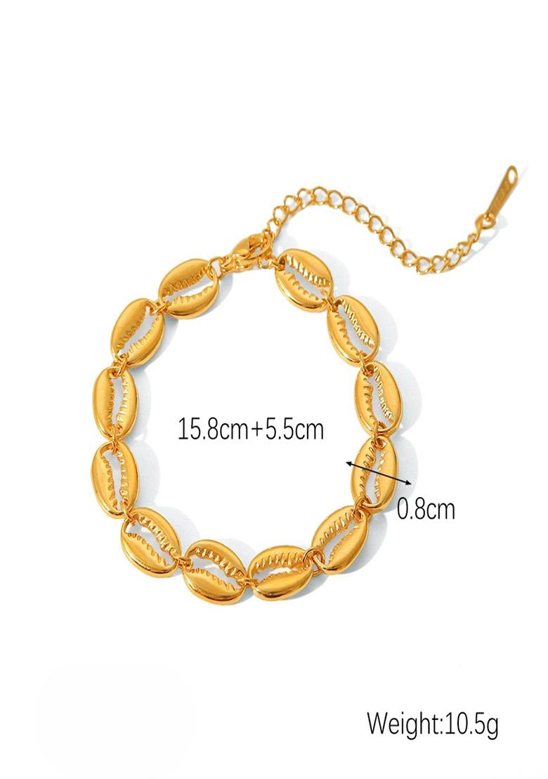 18K Gold Plated Waterproof Anti-Tarnish Cowrie Shell Bracelet - Indya