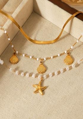 Set Fo 3 - 18K Gold Plated Waterproof Anti-Tarnish Shell And Pearl Bracelets