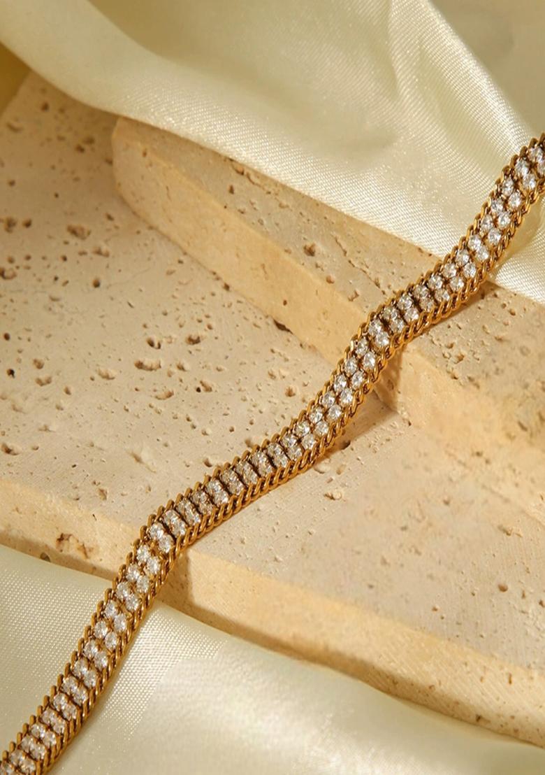 18K Gold Plated Waterproof Anti-Tarnish Layered Zircon Bracelet - Indya