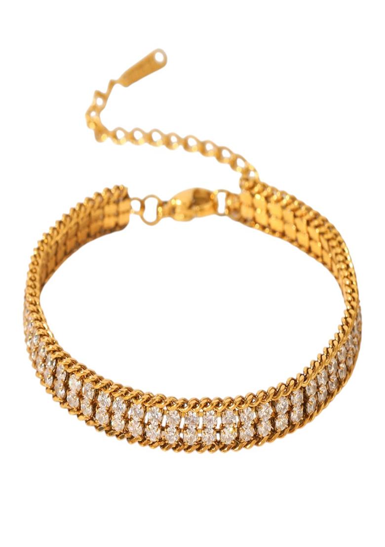 18K Gold Plated Waterproof Anti-Tarnish Layered Zircon Bracelet - Indya