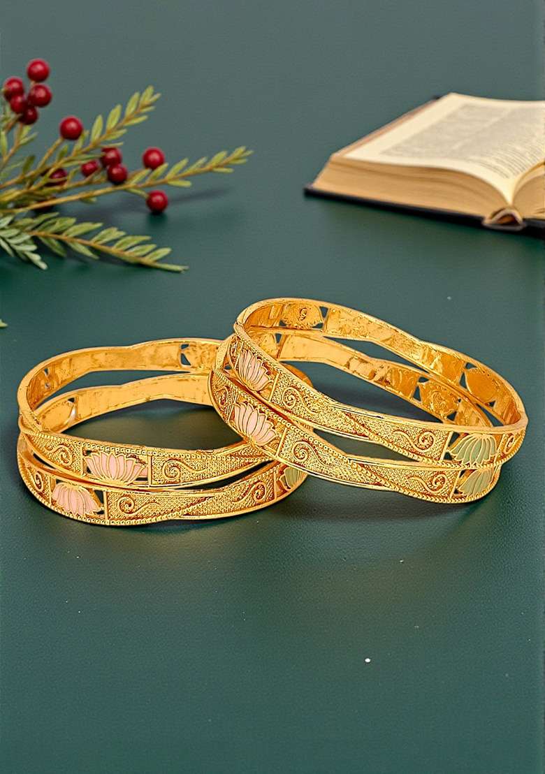 Golden Alloy Bangles - Indya
