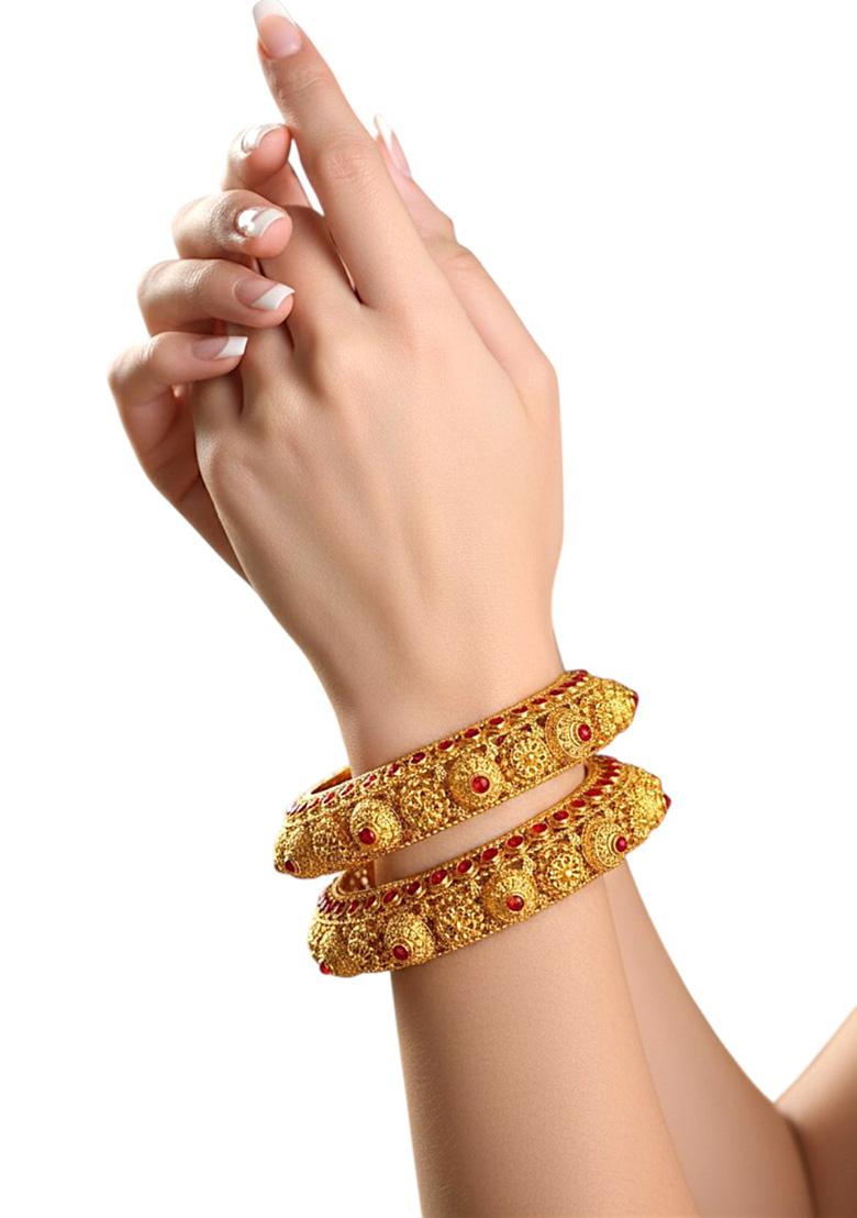 Golden Alloy Bangles - Indya