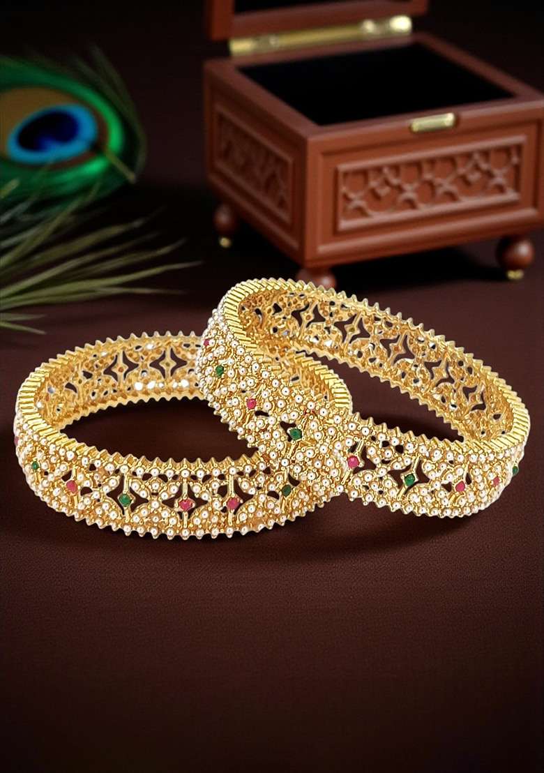 Golden Alloy Bangles - Indya