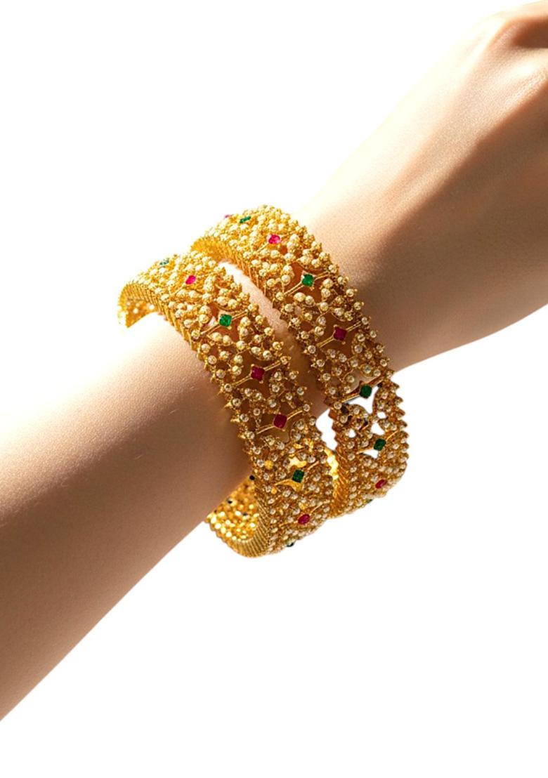 Golden Alloy Bangles - Indya