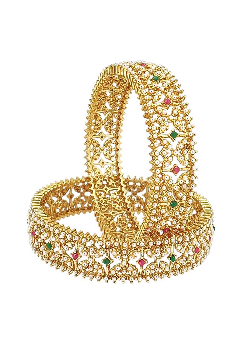 Golden Alloy Bangles - Indya