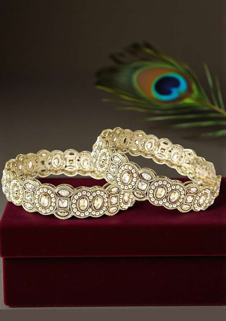 Golden Alloy Bangles - Indya
