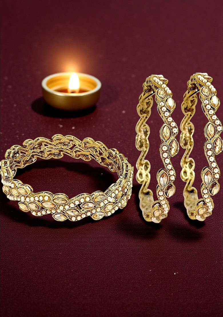Golden Alloy Bangles - Indya