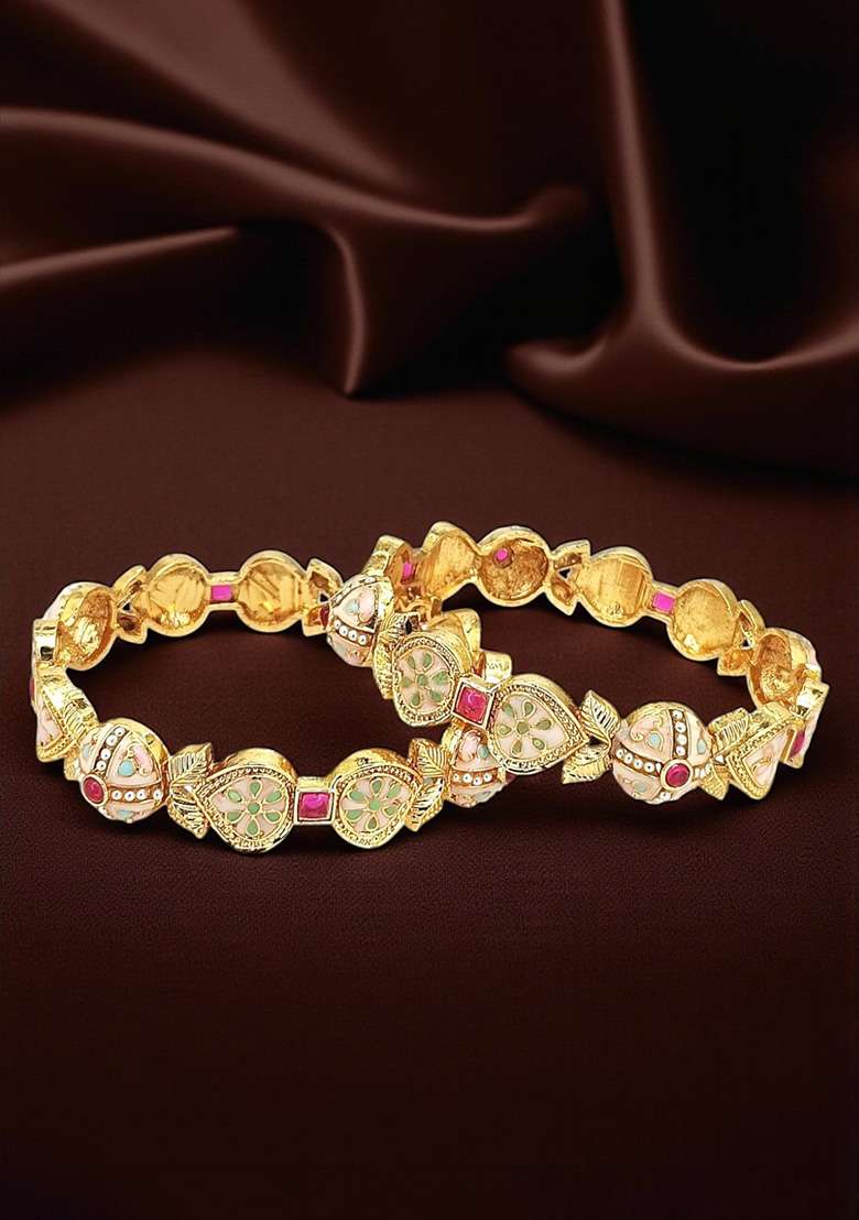 Golden Alloy Bangles - Indya