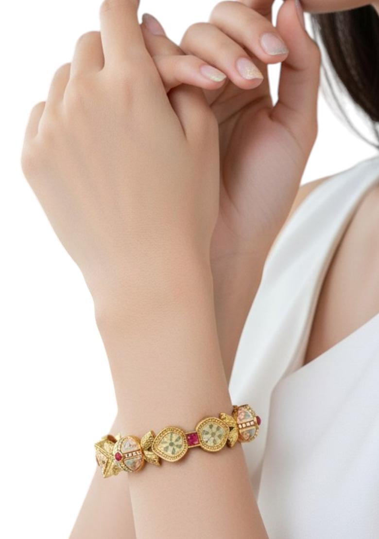 Golden Alloy Bangles - Indya
