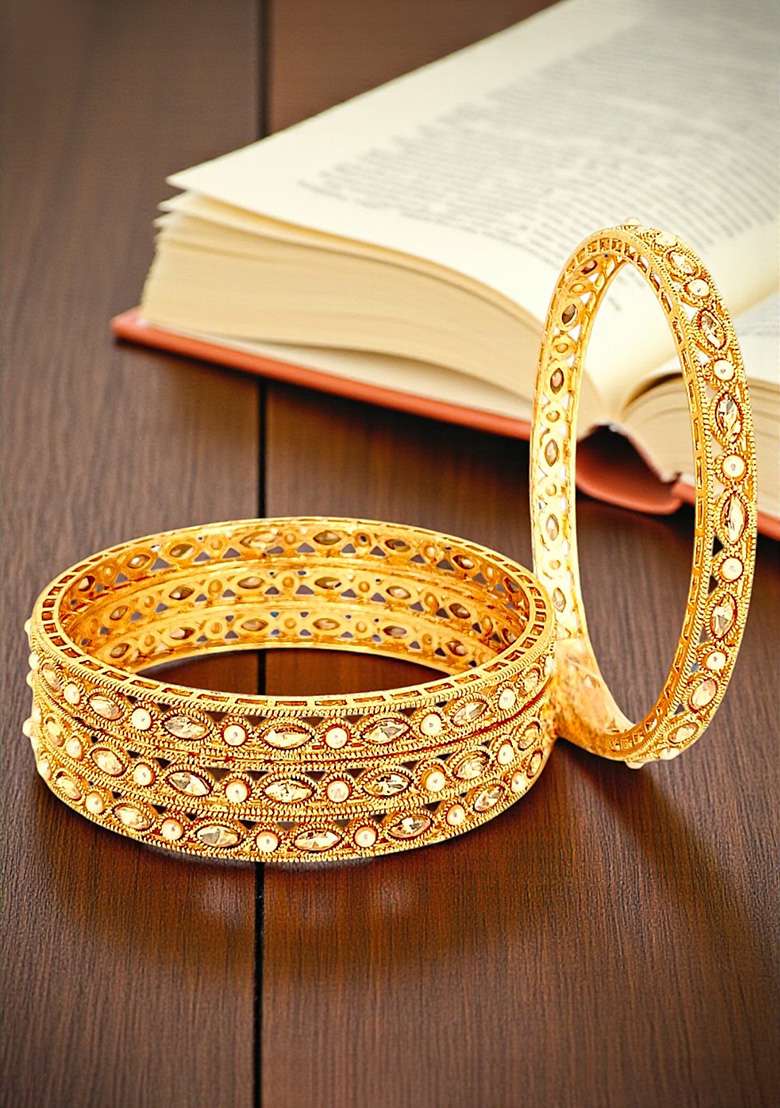 Golden Alloy Bangles - Indya