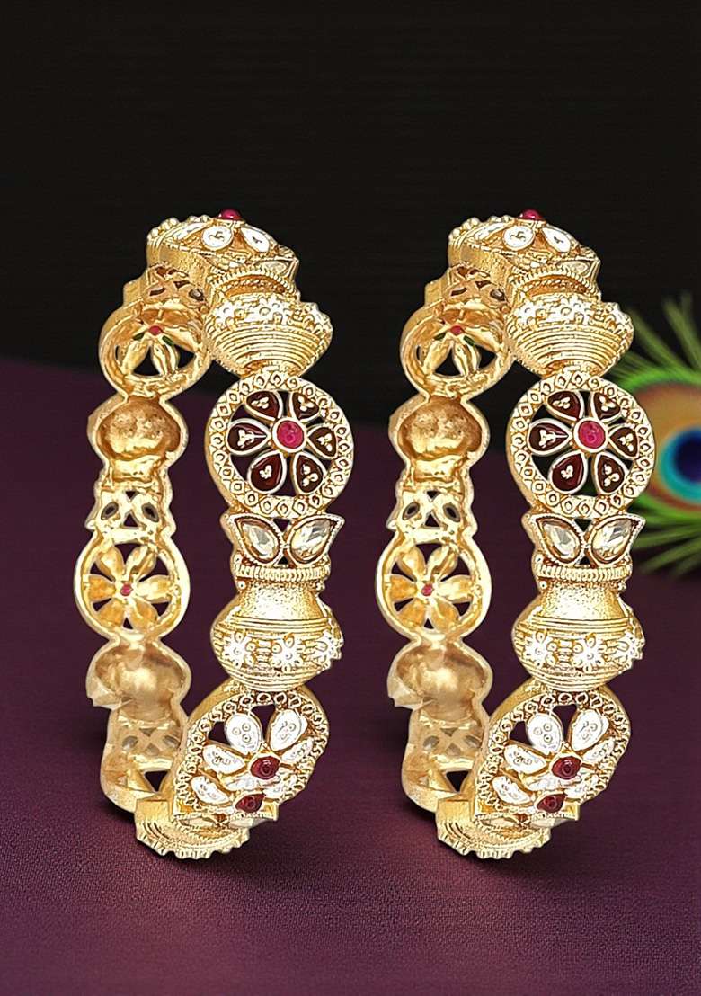 Golden Alloy Bangles - Indya