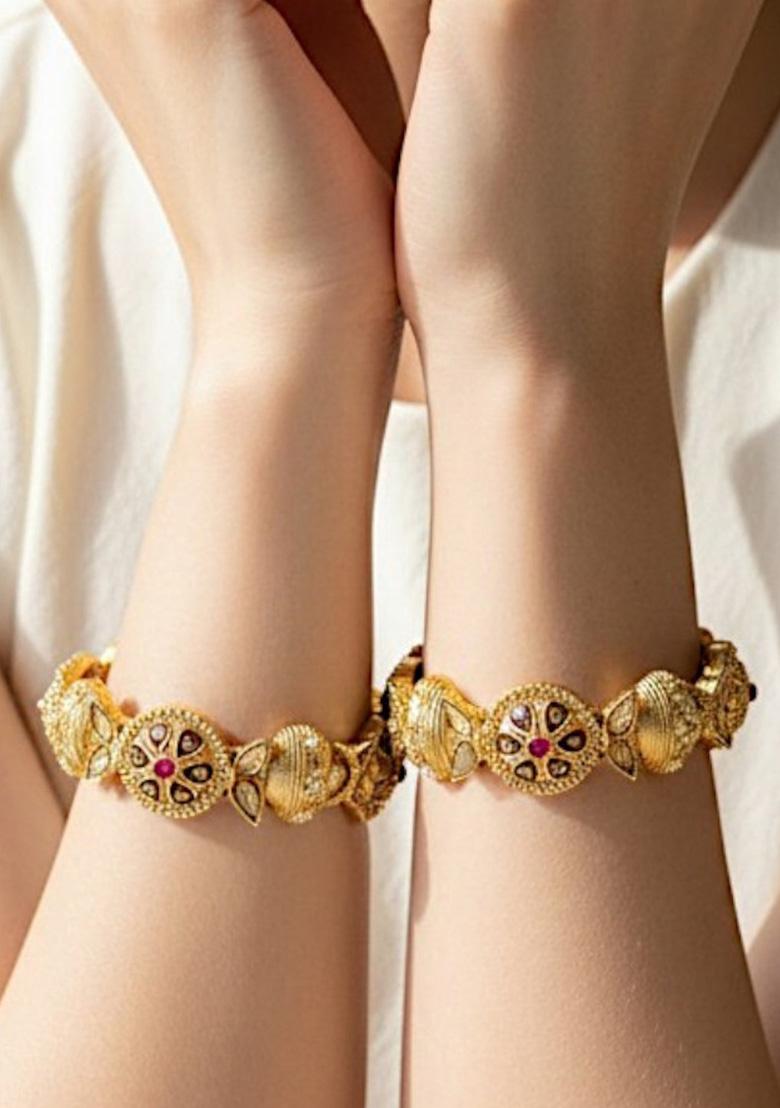 Golden Alloy Bangles - Indya