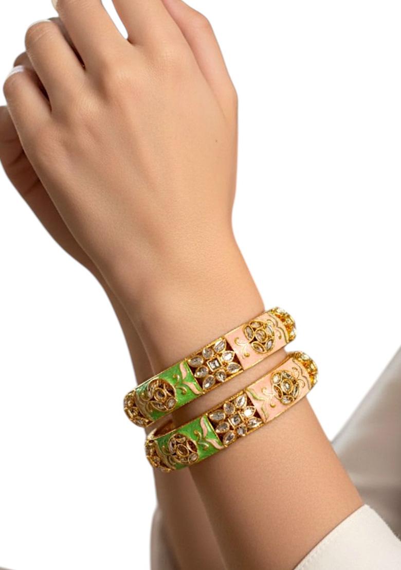 Golden Alloy Bangles - Indya