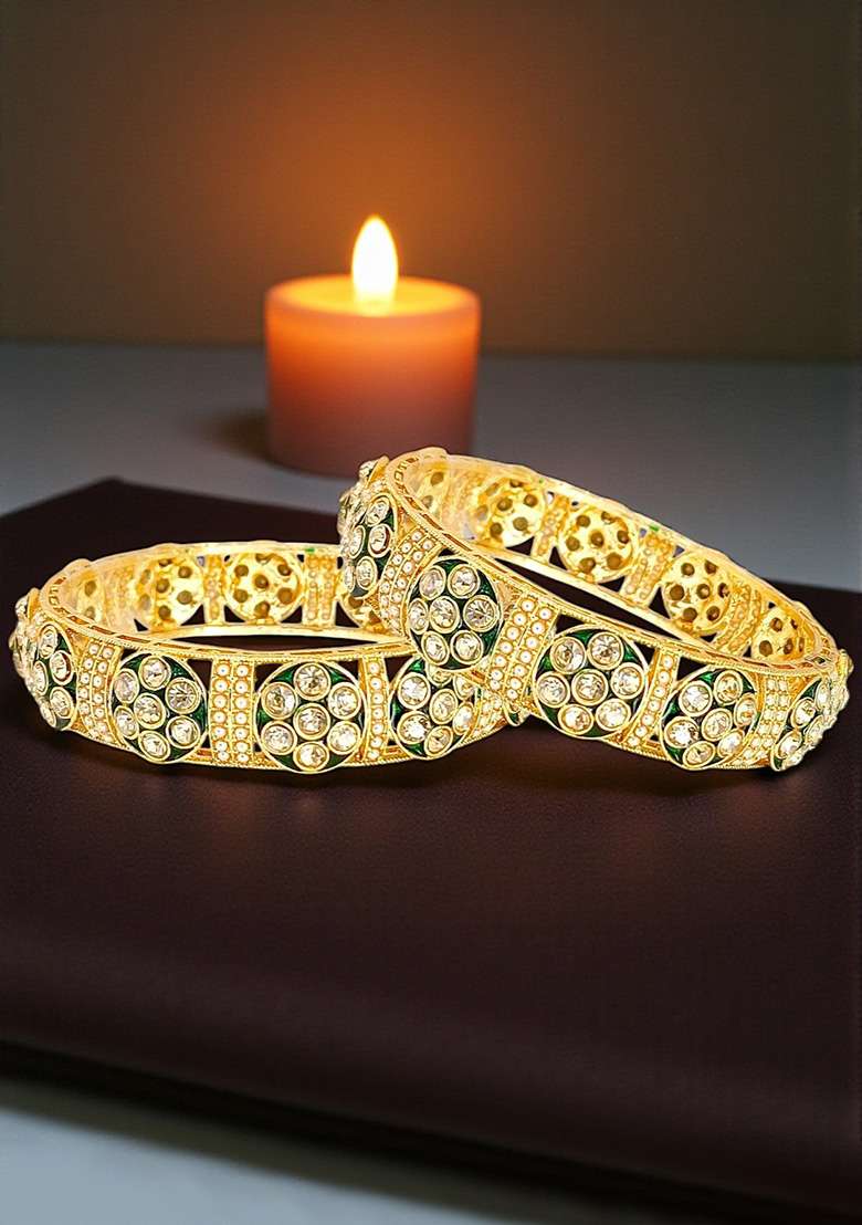 Golden Alloy Bangles - Indya