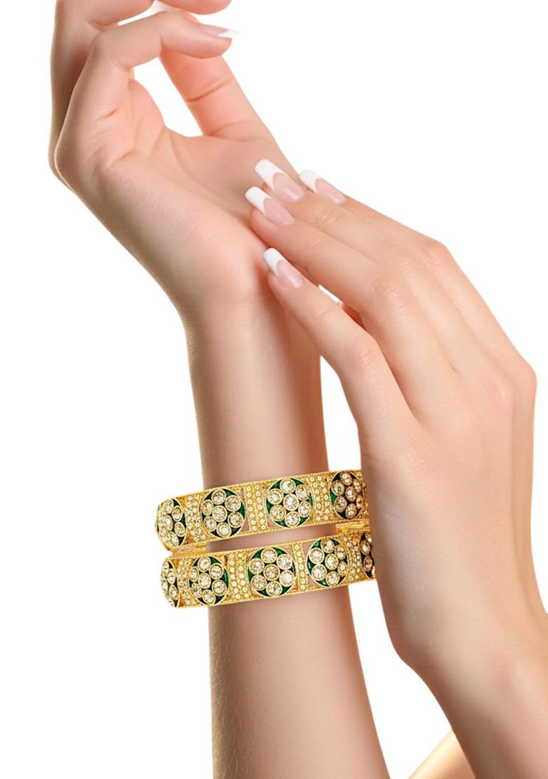 Golden Alloy Bangles - Indya