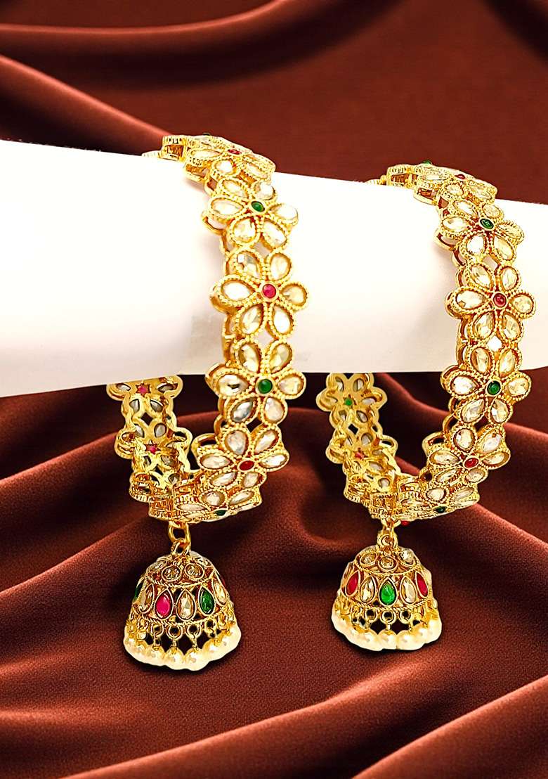 Golden Alloy Bangles - Indya