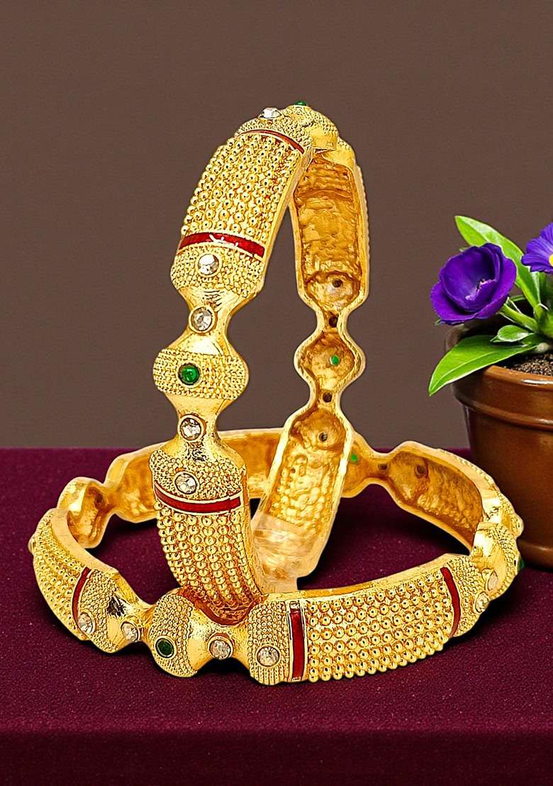 Golden Alloy Bangles - Indya
