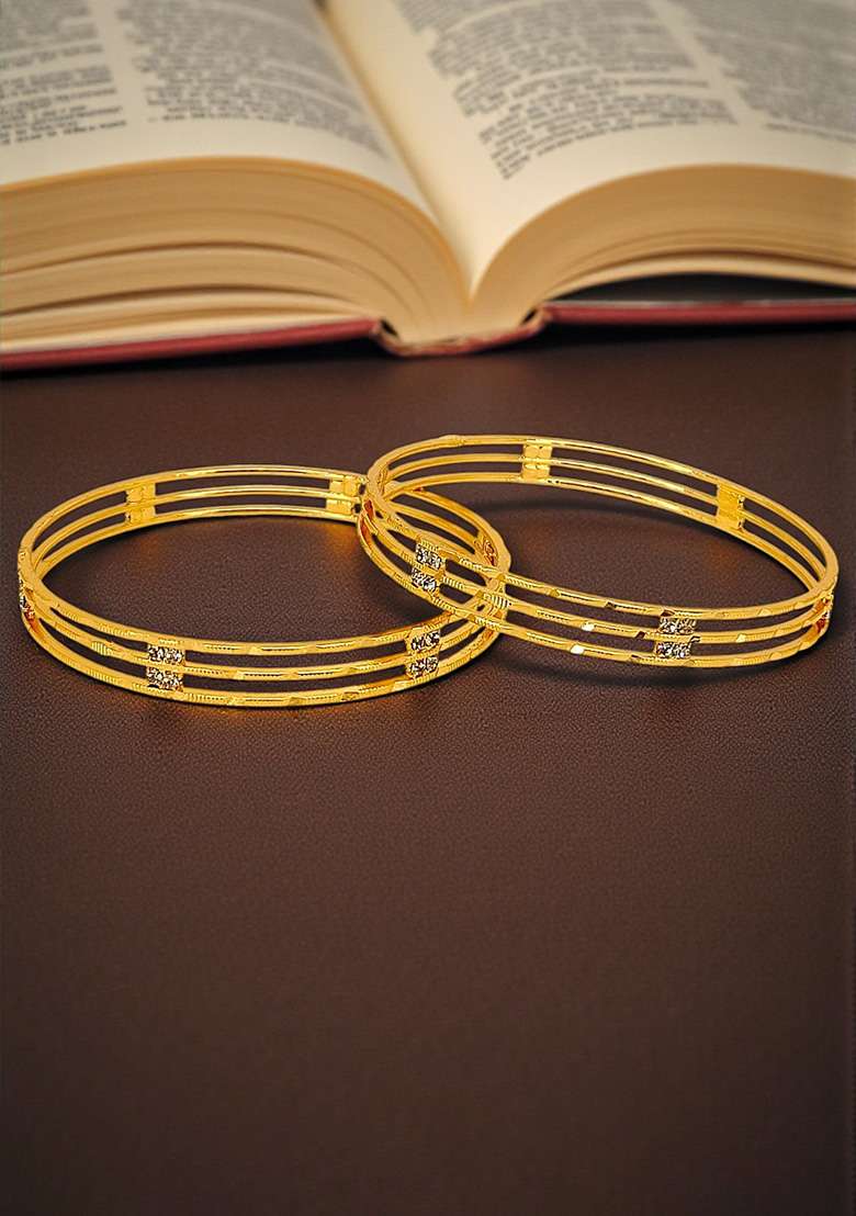 Golden Alloy Bangles - Indya