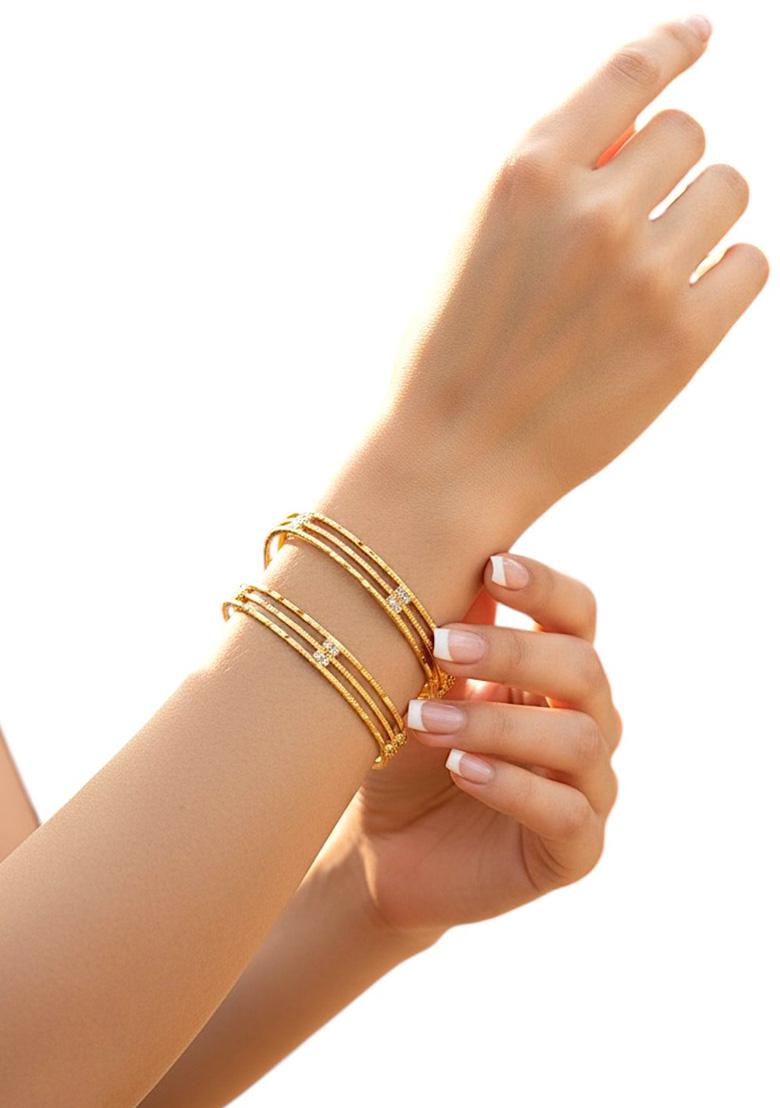 Golden Alloy Bangles - Indya