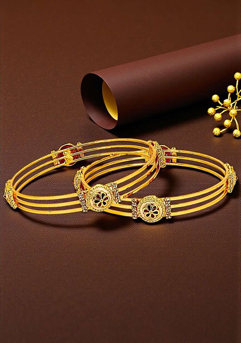 Golden Alloy Bangles - Indya