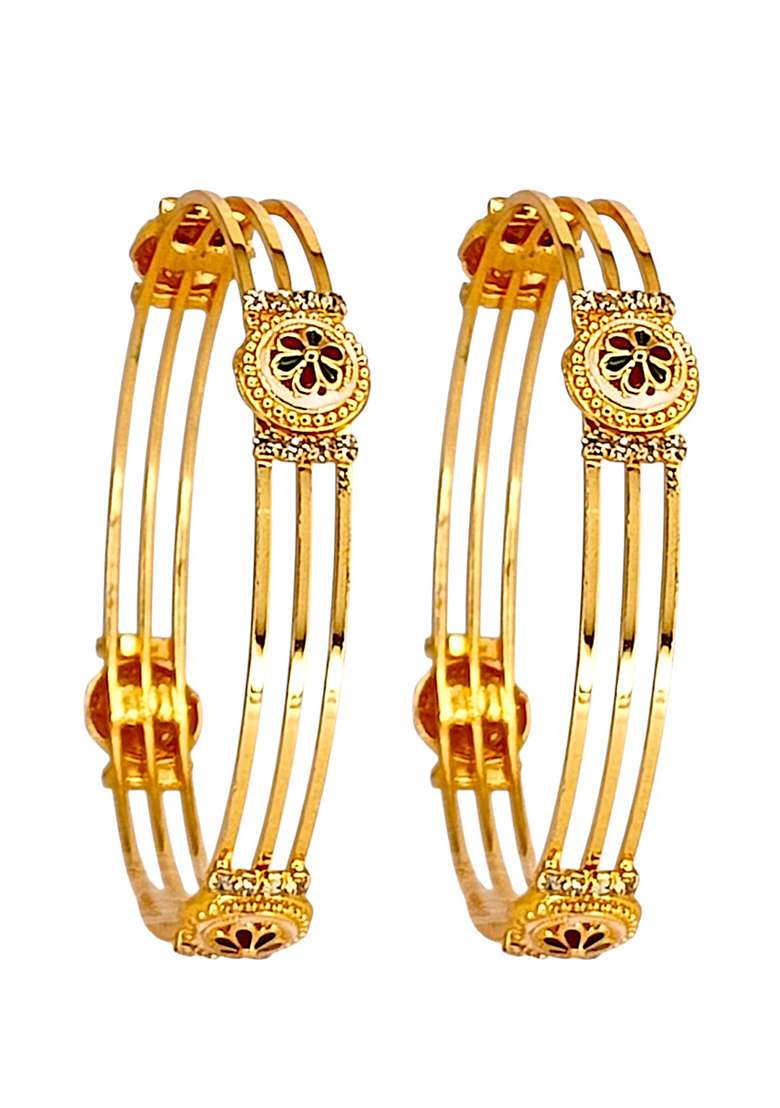 Golden Alloy Bangles - Indya