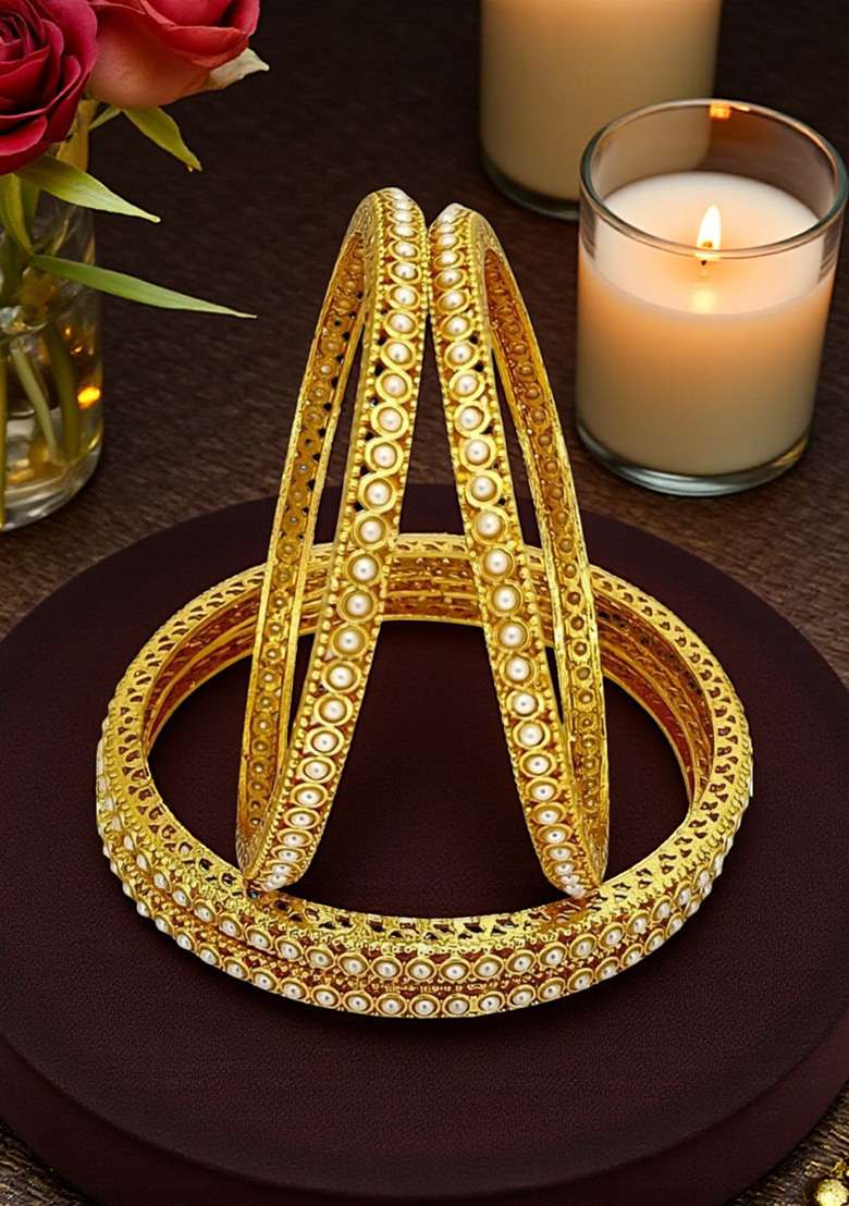 Golden Alloy Bangles - Indya