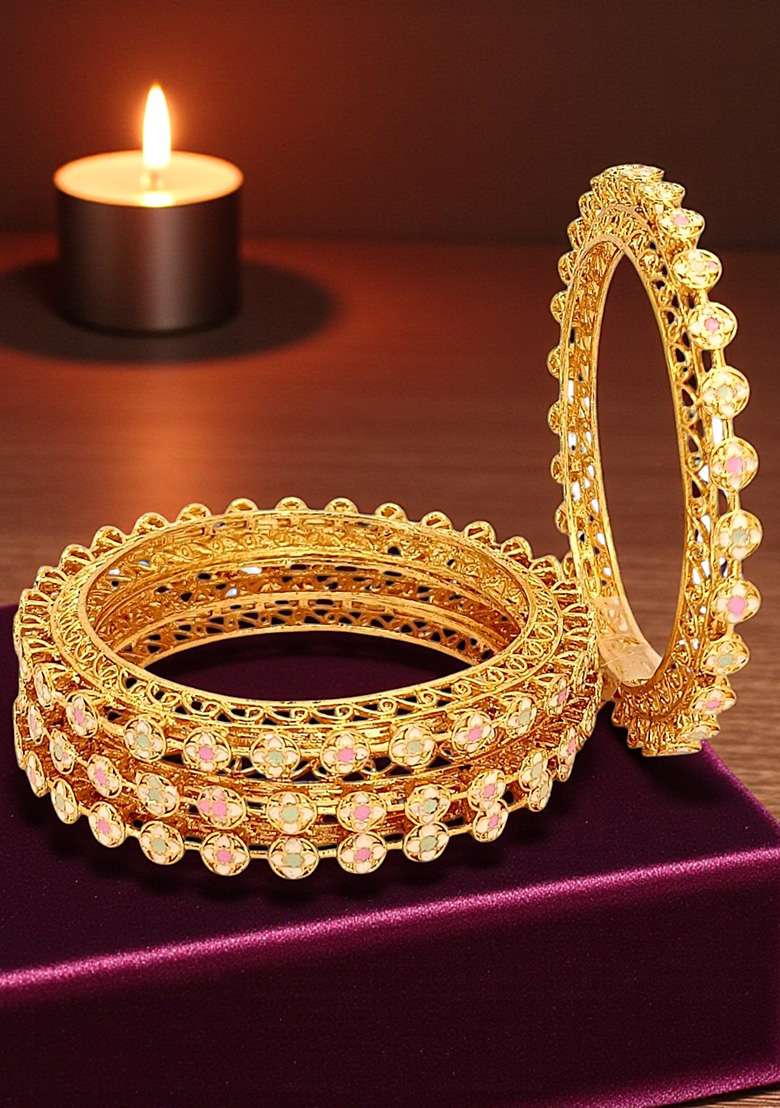 Golden Alloy Bangles - Indya