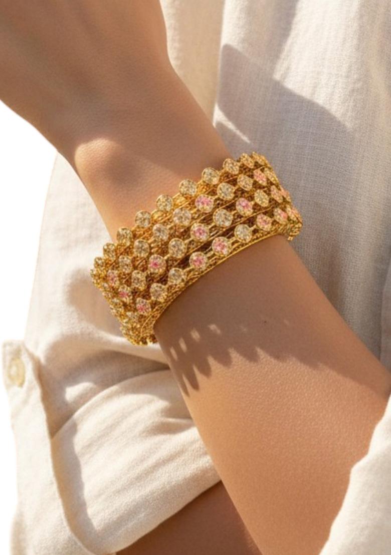 Golden Alloy Bangles - Indya