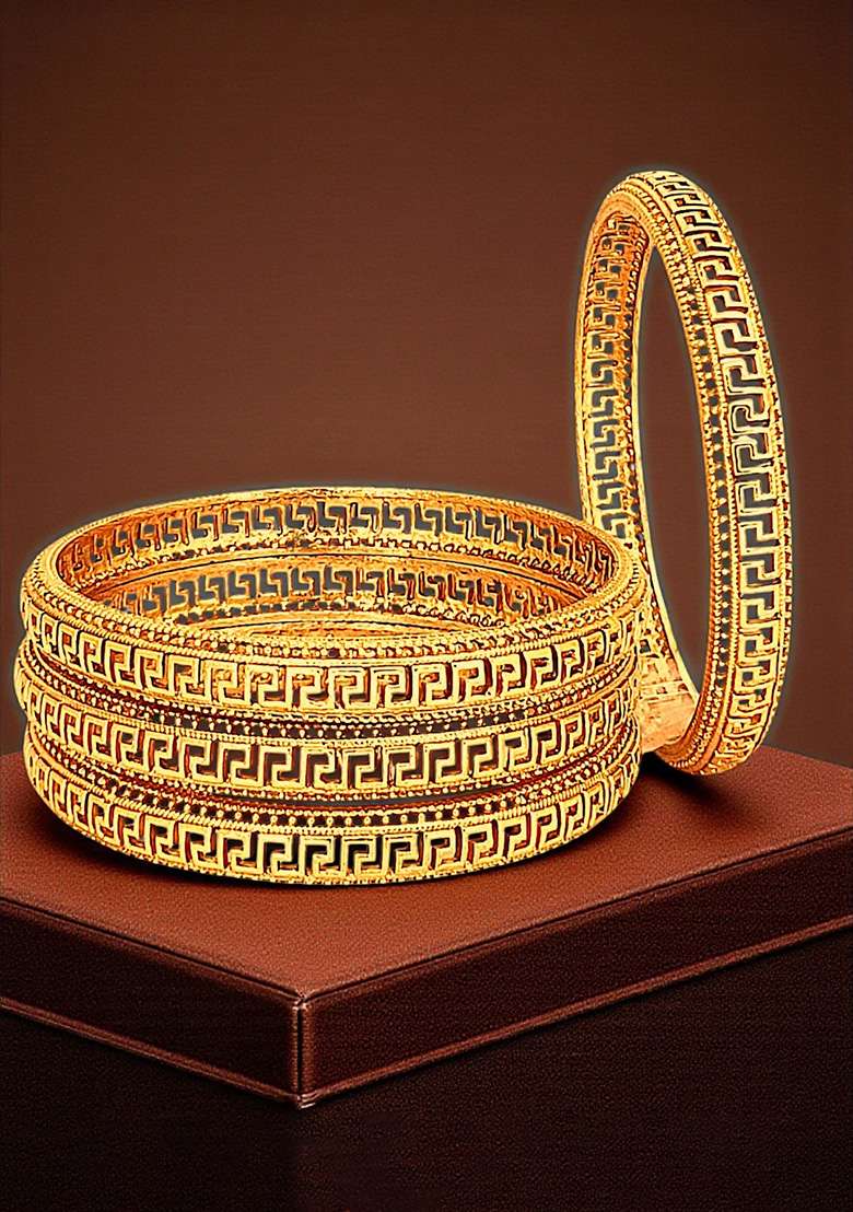 Golden Alloy Bangles - Indya