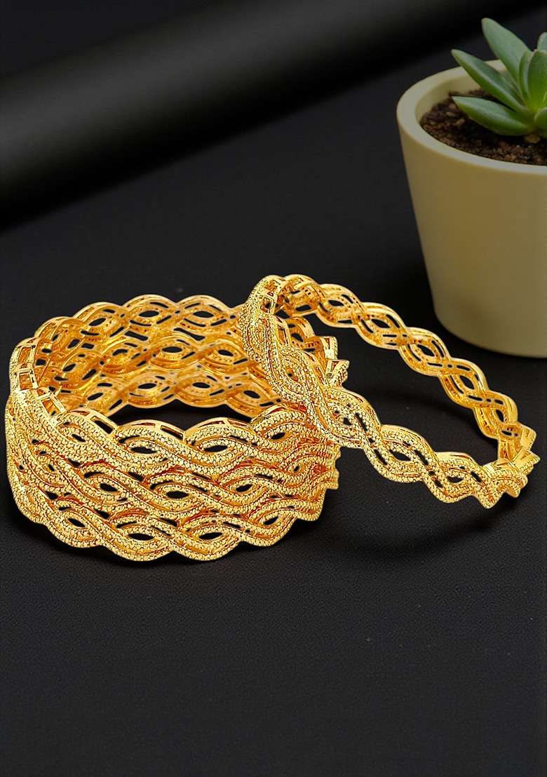 Golden Alloy Bangles - Indya