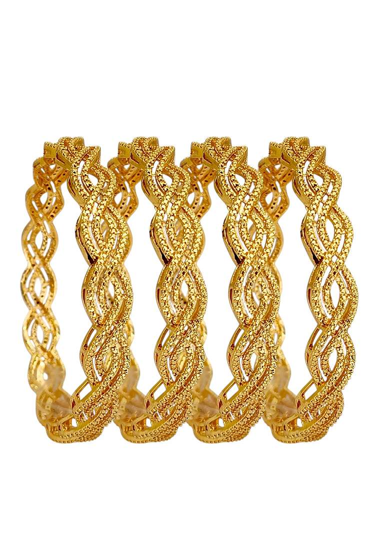 Golden Alloy Bangles - Indya