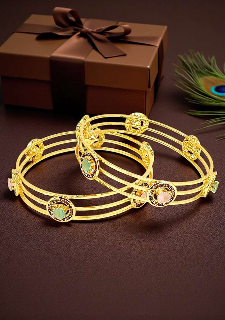Golden Alloy Bangles - Indya