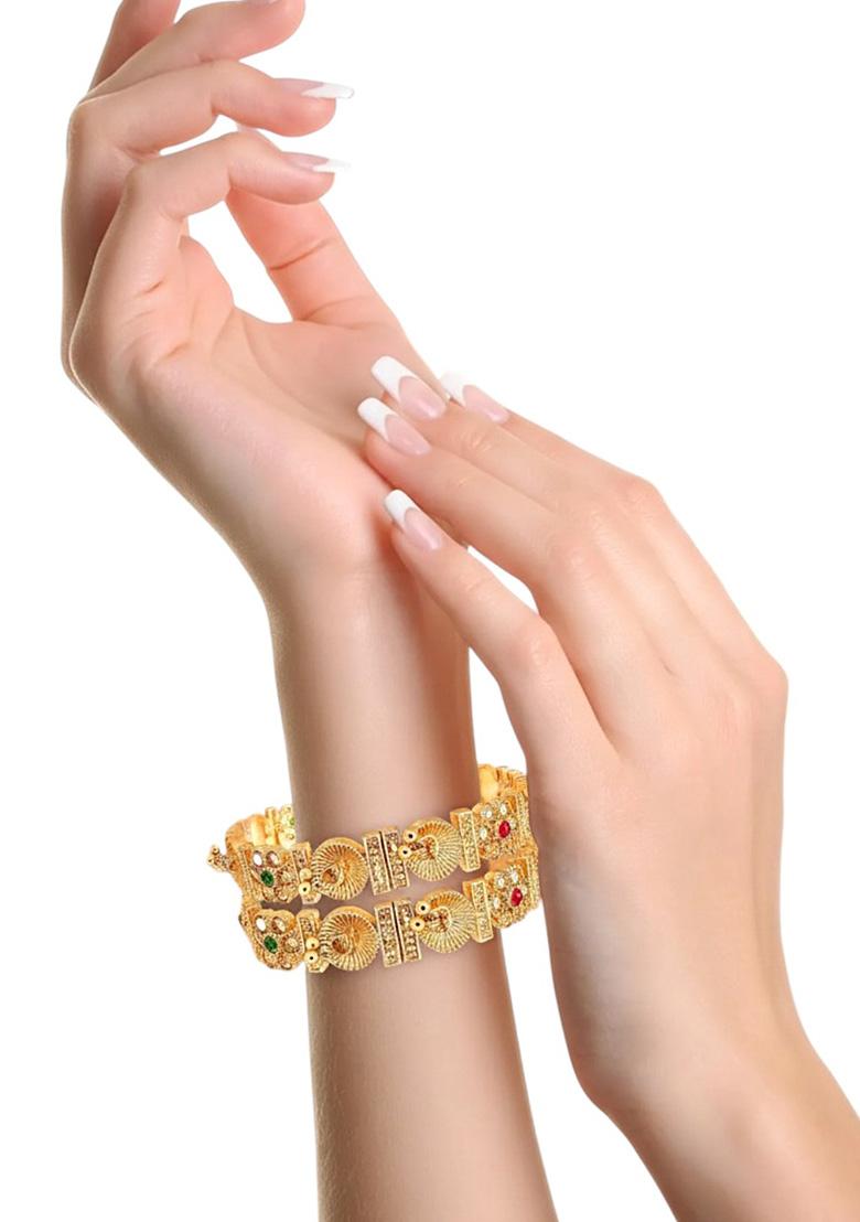 Golden Alloy Bangles - Indya