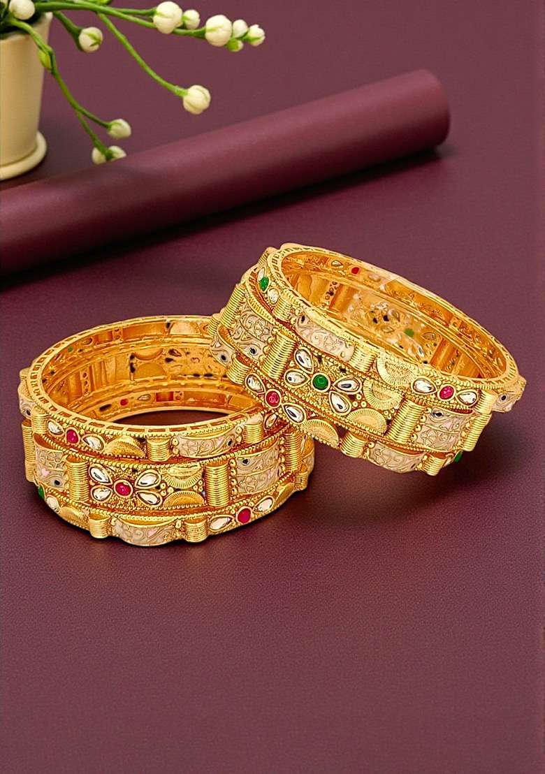 Golden Alloy Bangles - Indya