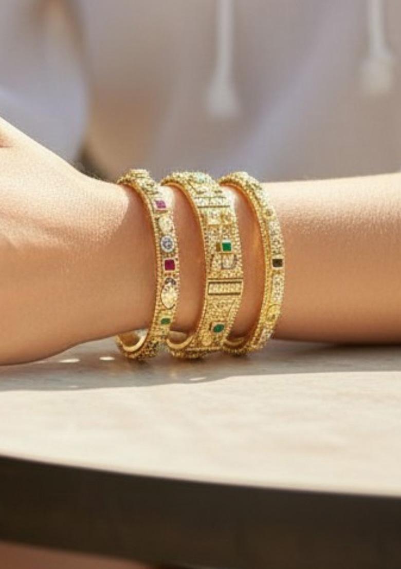Golden Alloy Bangles - Indya