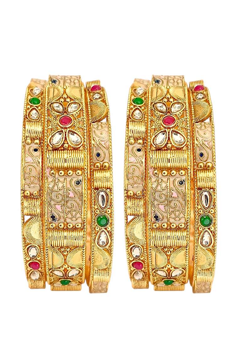 Golden Alloy Bangles - Indya