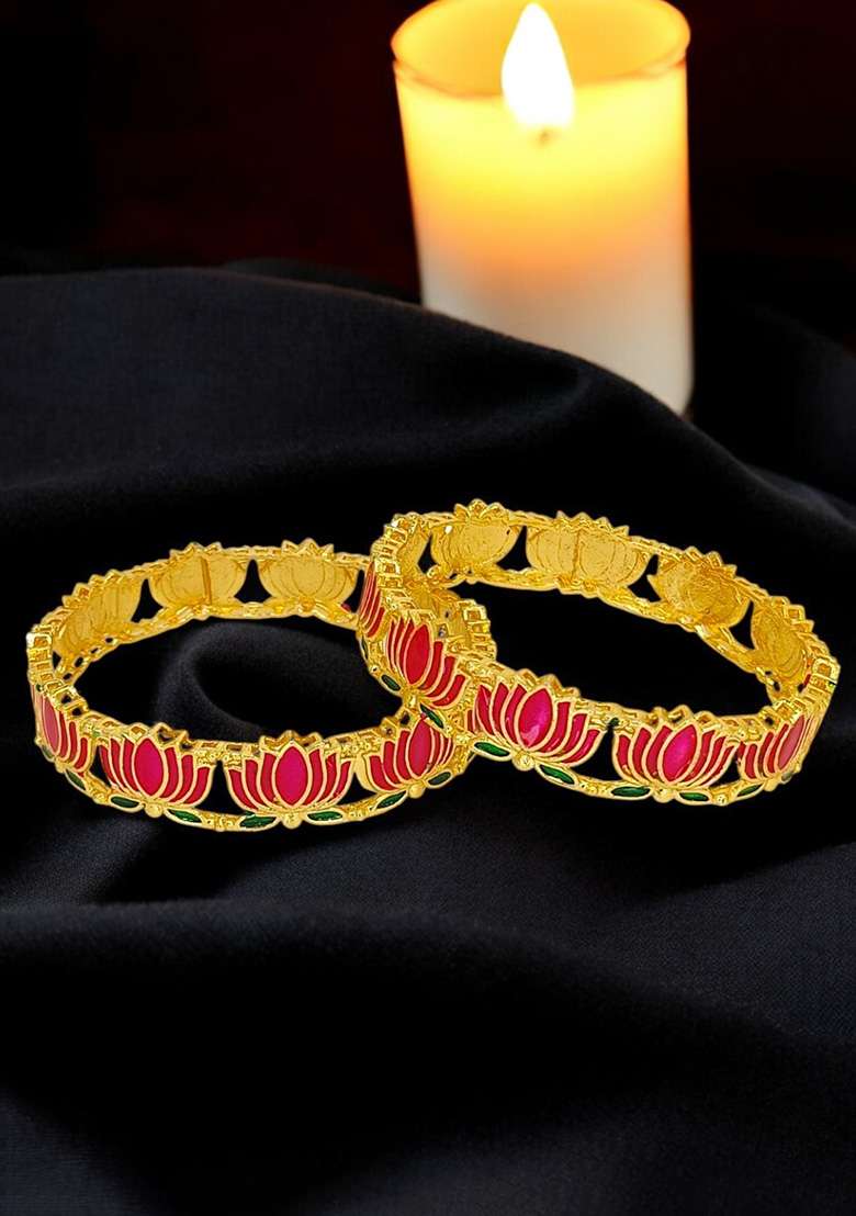 Golden Alloy Bangles - Indya