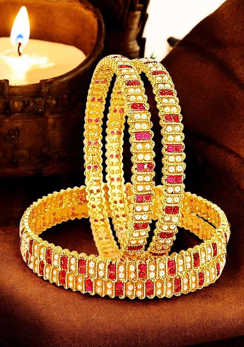 Golden Alloy Bangles - Indya