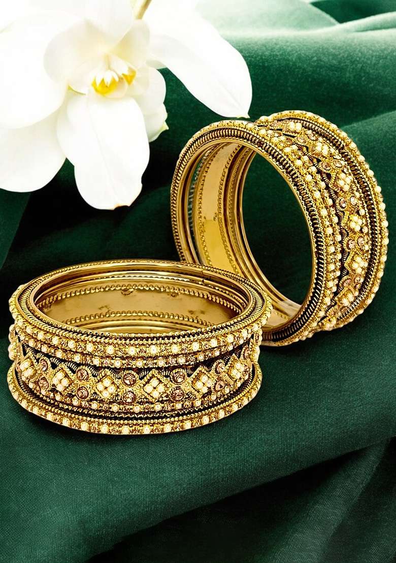 Golden Alloy Bangles - Indya